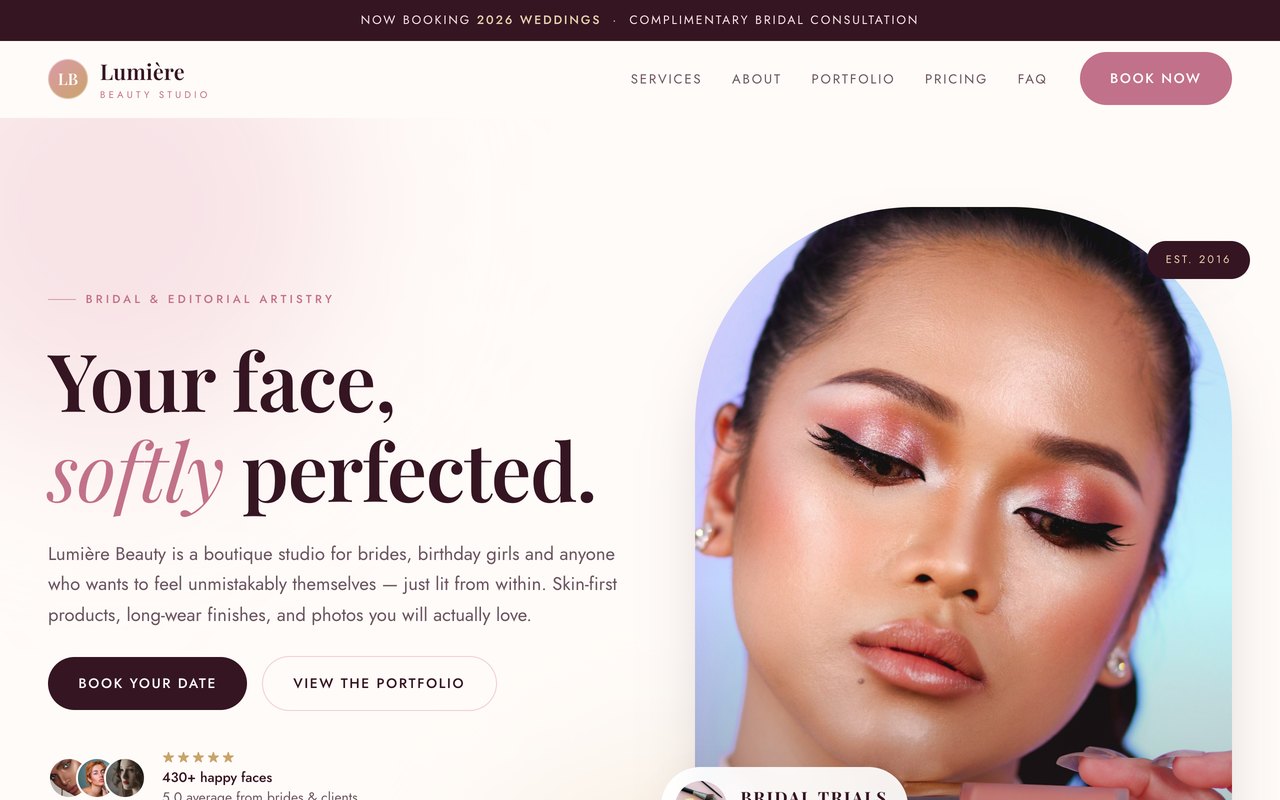 Lumière Beauty Studio website